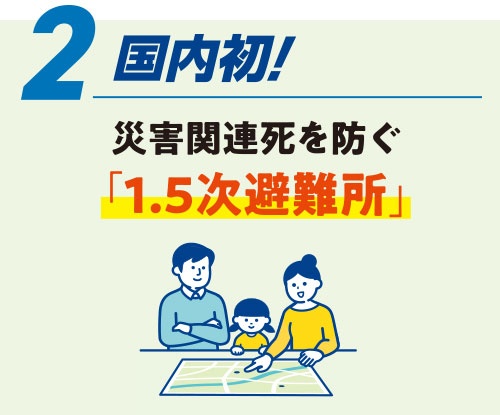 2.国内初!/災害関連死を防ぐ「1.5次避難所」